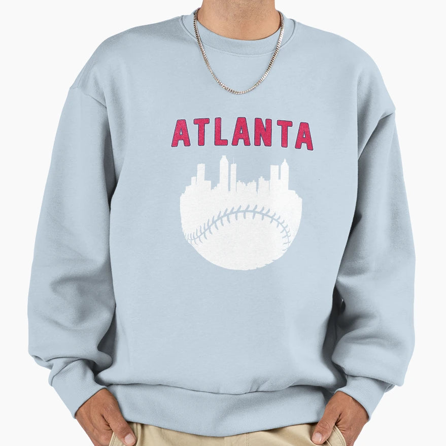 Atlanta Skyline Baseball Sweatshirt - Graphic Print Unisex - T-Shirt, Sweatshirt, Hoodie