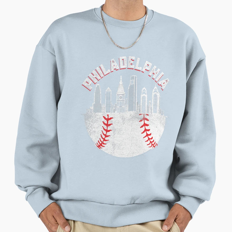 Philadelphia Baseball Skyline Philly Sweatshirt - Streetwear Style Unisex - T-Shirt, Sweatshirt, Hoodie