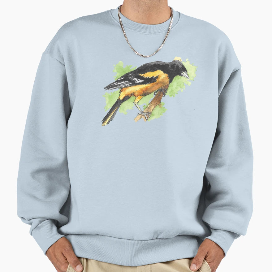 Watercolor Baltimore Oriole Bird Sweatshirt - Aesthetic Graphic Unisex - T-Shirt, Sweatshirt, Hoodie
