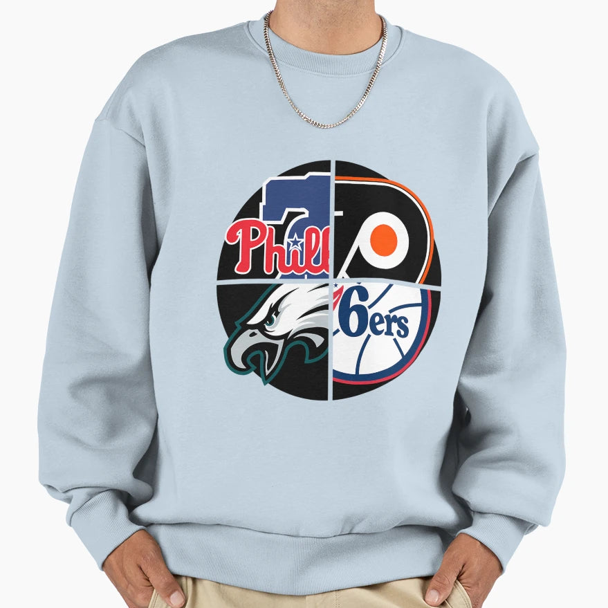 Philadelphia Sports Quad Sweatshirt - Fun Novelty Design for Adults - T-Shirt, Sweatshirt, Hoodie