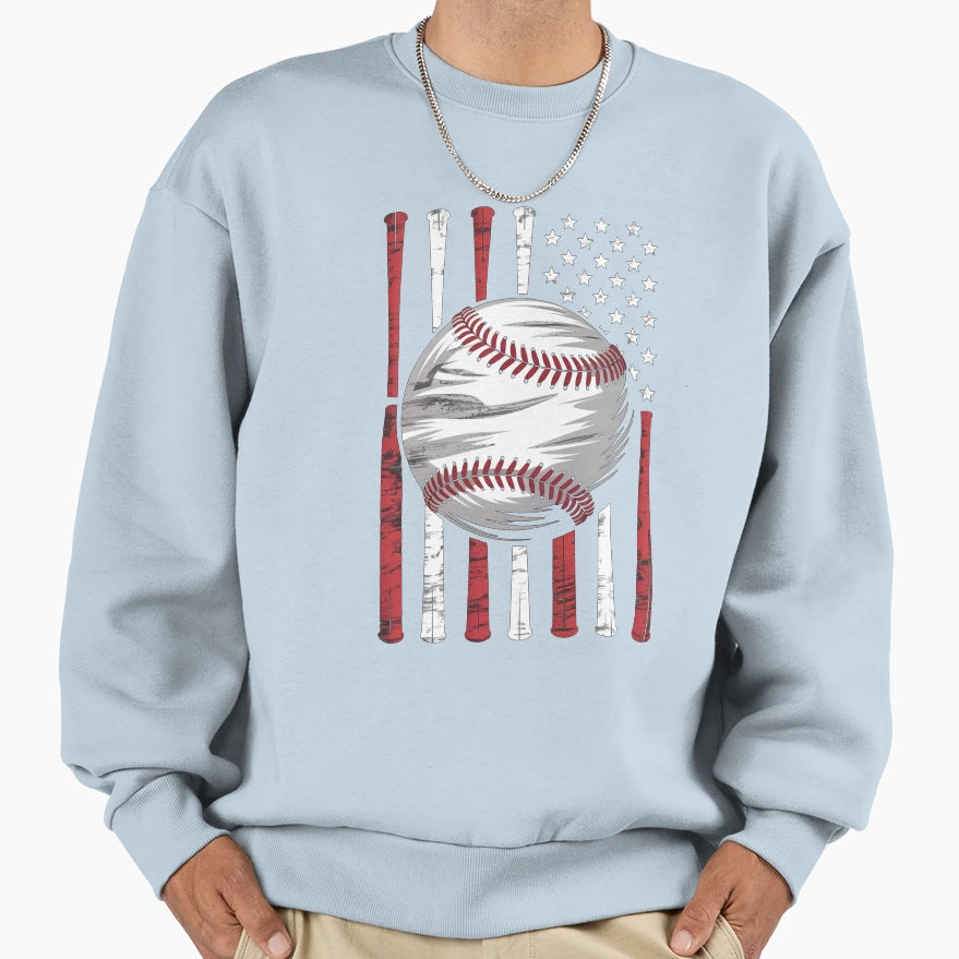 Baseball Usa Flag American Flag Sweatshirt - Custom Art Print for Adults - T-Shirt, Sweatshirt, Hoodie