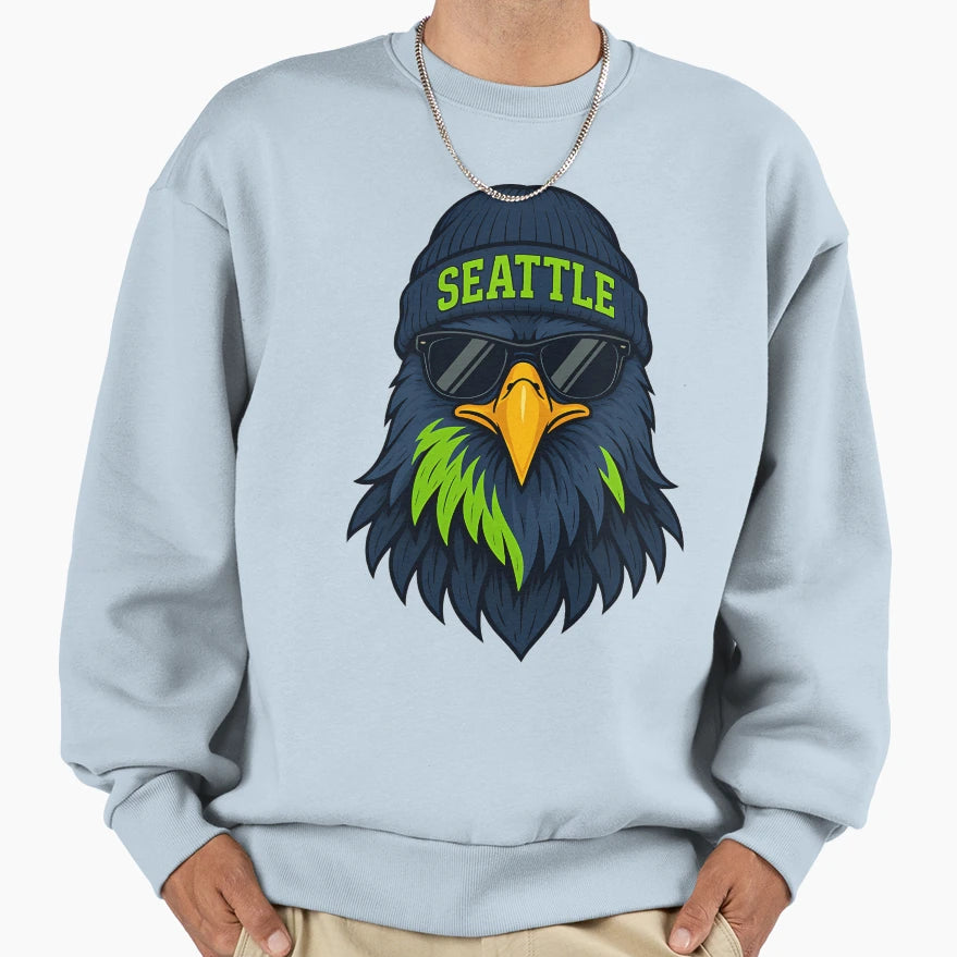 Seattle Seahawk Fan Art Sweatshirt - Unique Graphic Men Women - T-Shirt, Sweatshirt, Hoodie