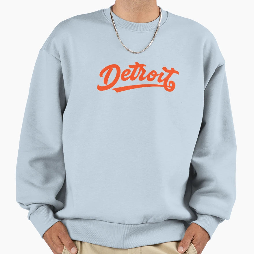 I Love Detroit Michigan Baseball Script Sweatshirt - Novelty Apparel Unisex - T-Shirt, Sweatshirt, Hoodie