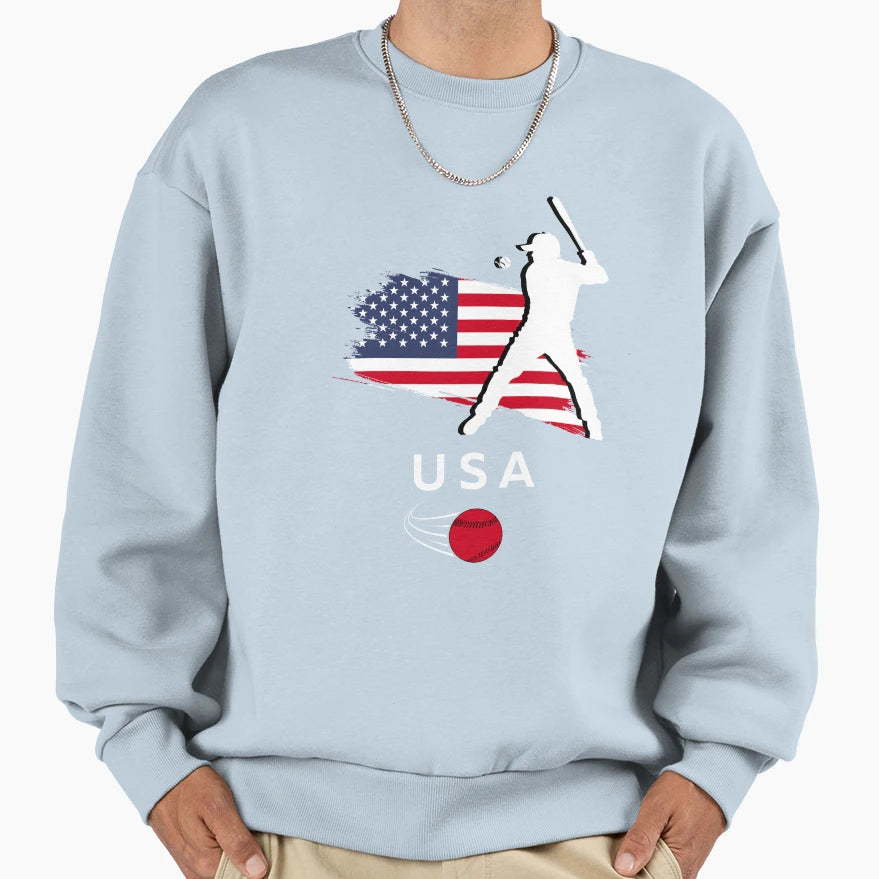 Usa Baseball Sweatshirt - Custom Art Print for Adults - T-Shirt, Sweatshirt, Hoodie