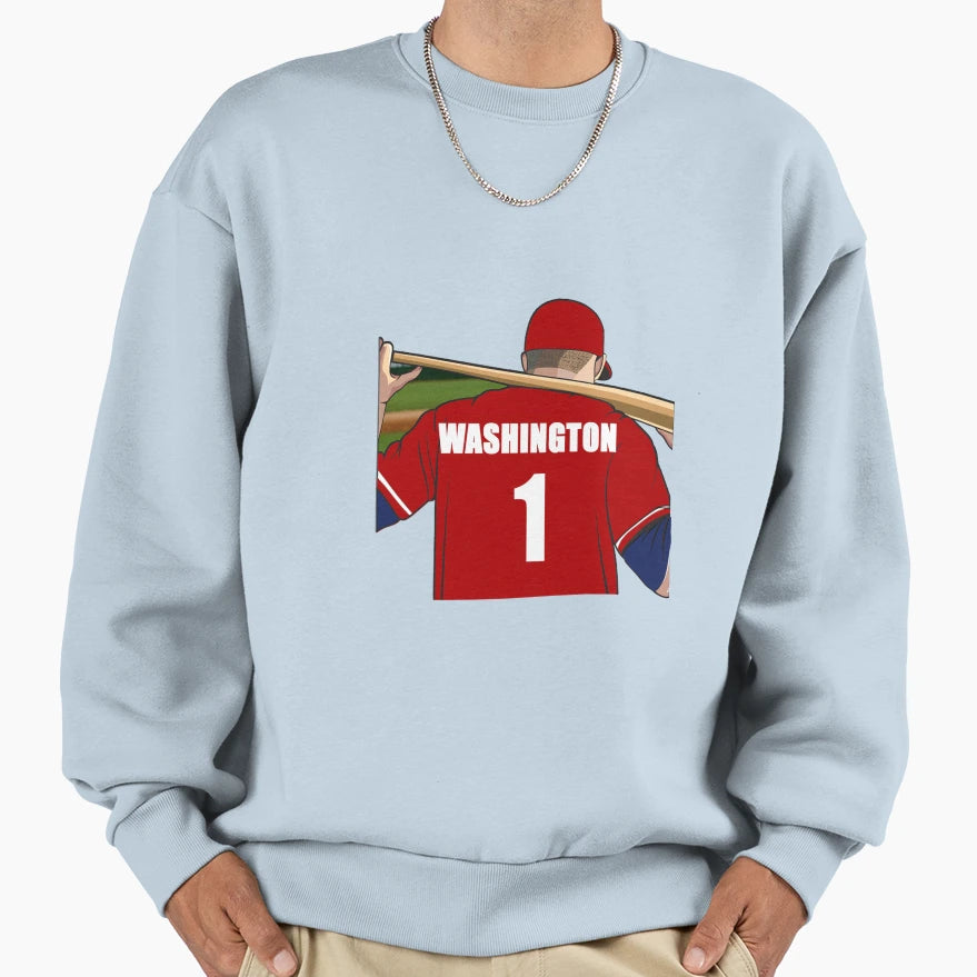 Washington Baseball Jersey Sweatshirt - Fun Novelty Design Men Women - T-Shirt, Sweatshirt, Hoodie