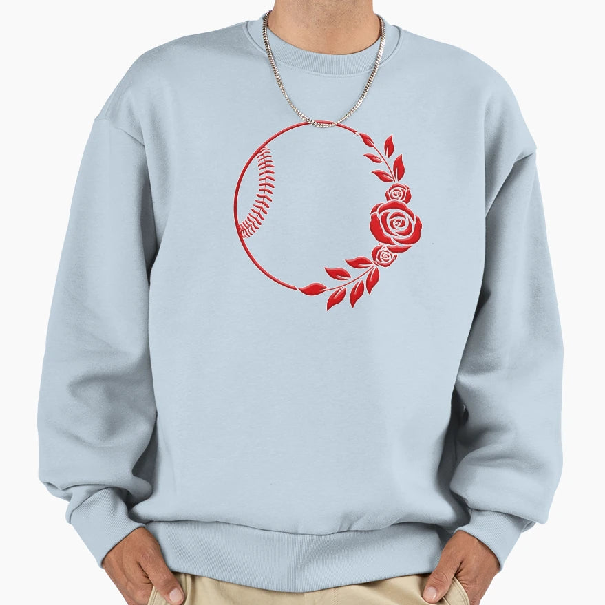 Baseball Flower Ball Sweatshirt - Fun Novelty Design for Adults - T-Shirt, Sweatshirt, Hoodie