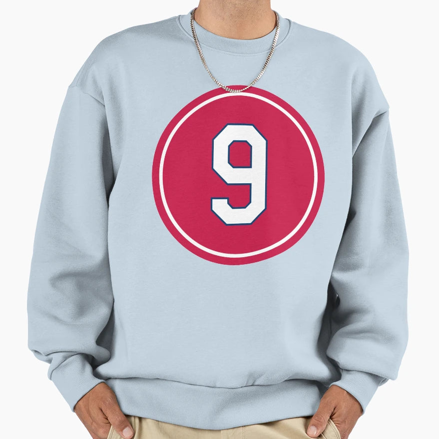 Enos Slaughter 9 Jersey Number Sweatshirt - Fun Novelty Design for Adults - T-Shirt, Sweatshirt, Hoodie