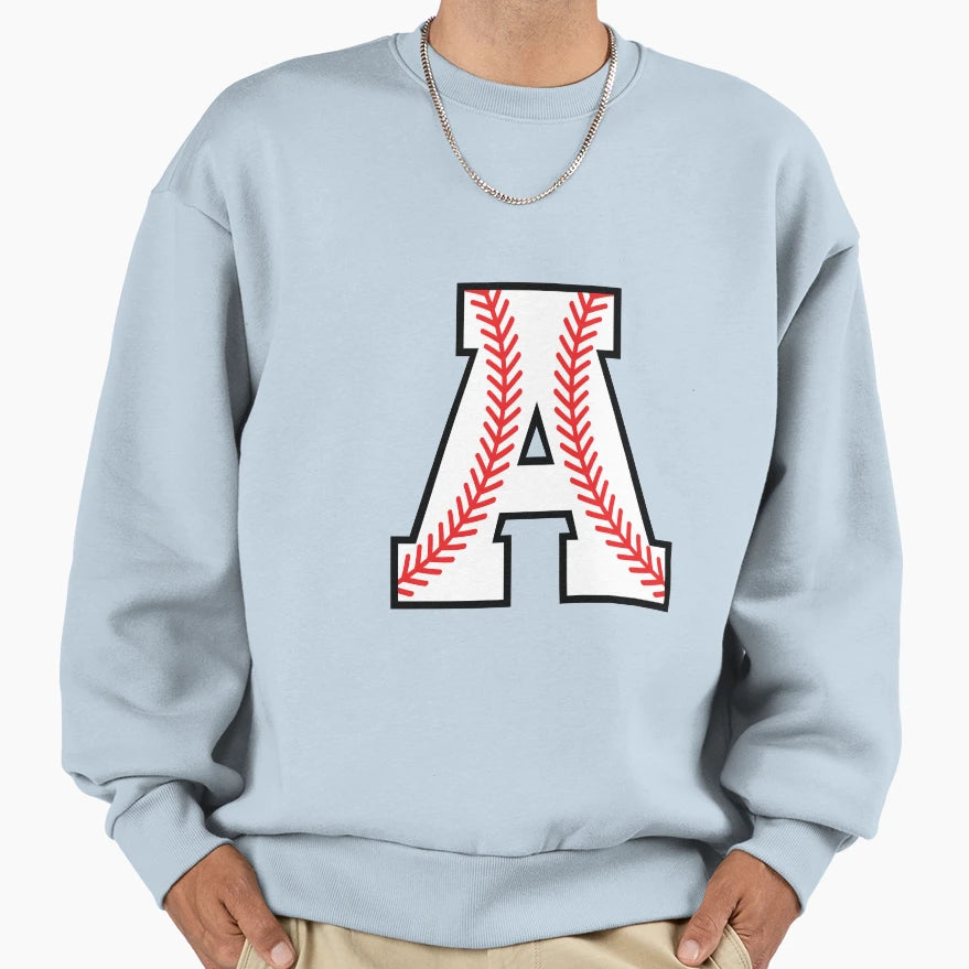 Baseball Sports Letter Alpha Monogram Sweatshirt - Unique Graphic Unisex - T-Shirt, Sweatshirt, Hoodie