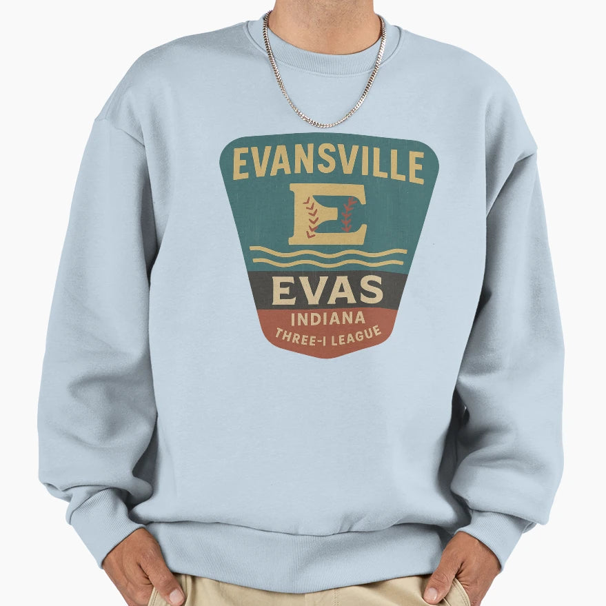 Evansville Evas Indiana Baseball Team Sweatshirt - Custom Art Print Unisex - T-Shirt, Sweatshirt, Hoodie