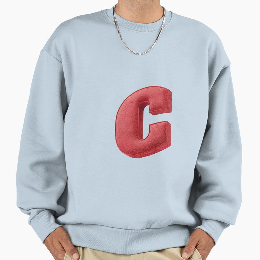 Floating Red Cushion Letter C 3D Sweatshirt - Trendy Graphic for Adults - T-Shirt, Sweatshirt, Hoodie