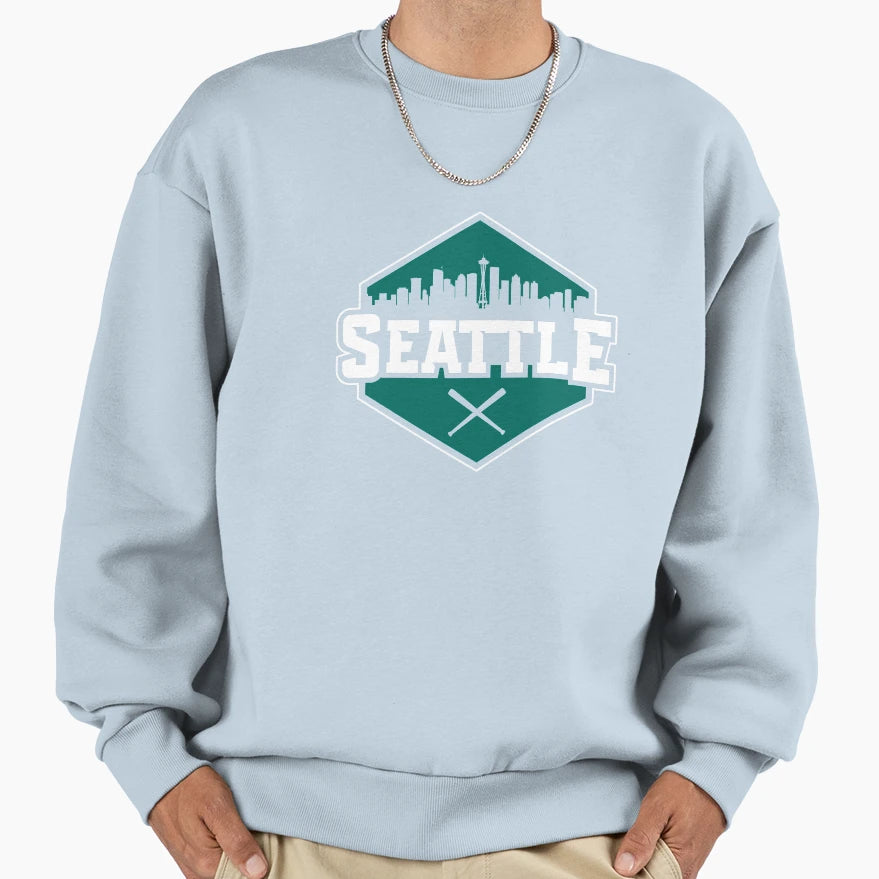 Seattle Baseball Modern City Skyline Sweatshirt - Aesthetic Graphic Unisex - T-Shirt, Sweatshirt, Hoodie