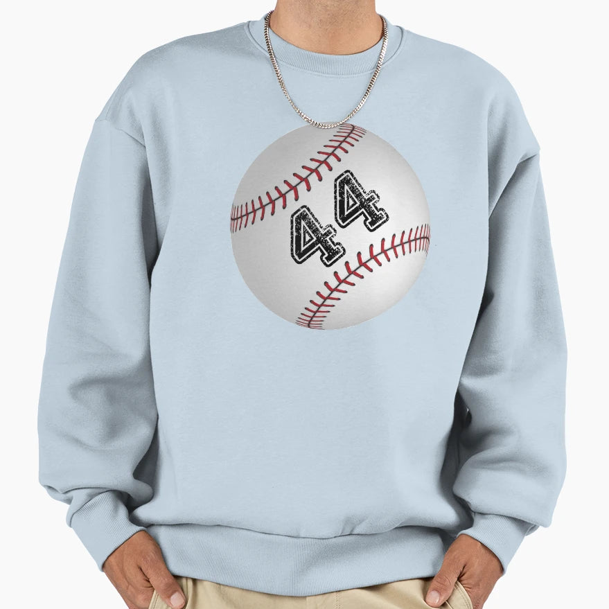 Baseball Ball Number 44 Forty Four Sweatshirt - Novelty Apparel for Adults - T-Shirt, Sweatshirt, Hoodie