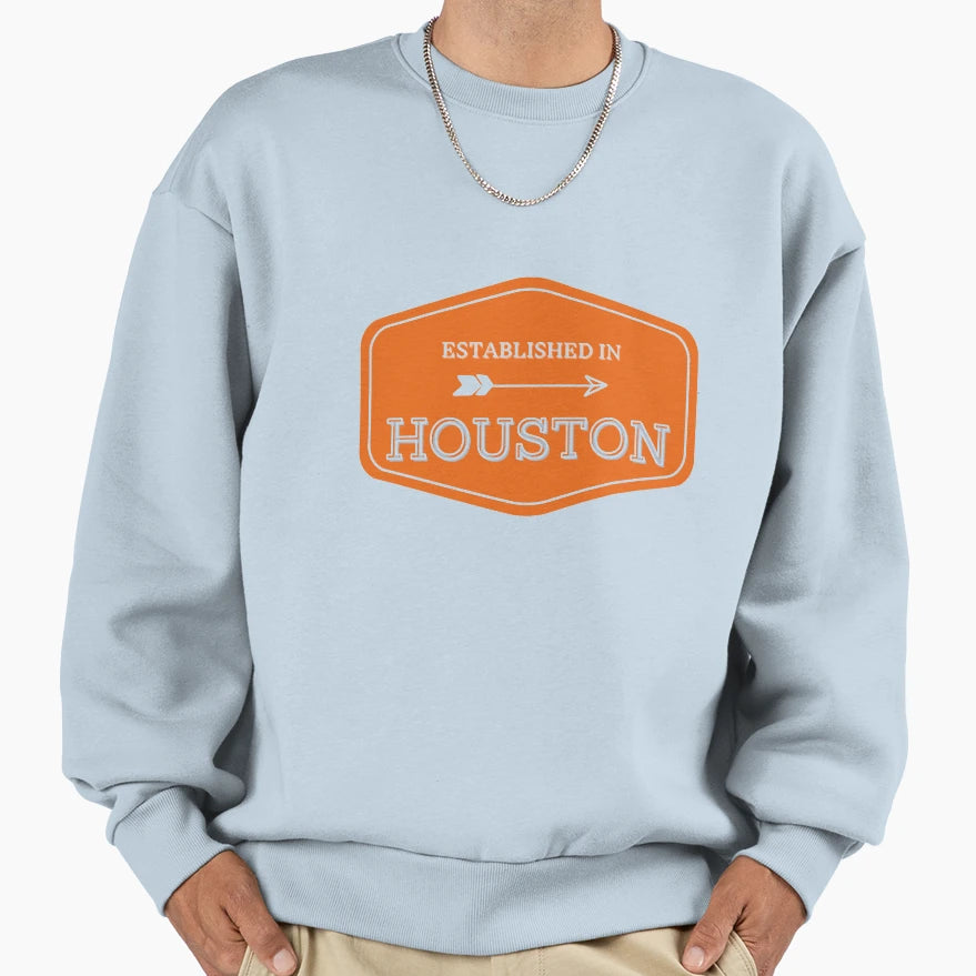 Established Houston Texas Sweatshirt - Graphic Print Unisex - T-Shirt, Sweatshirt, Hoodie