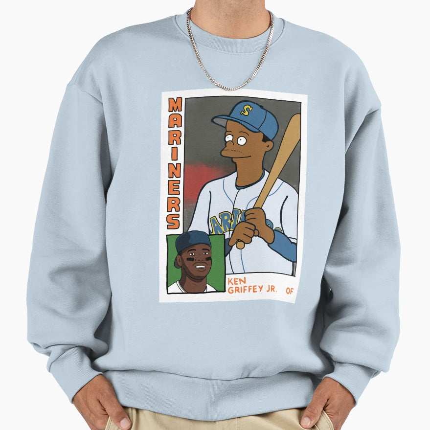 Ken Griffey Jr 24 Baseball Card Sweatshirt - Novelty Apparel for Adults - T-Shirt, Sweatshirt, Hoodie
