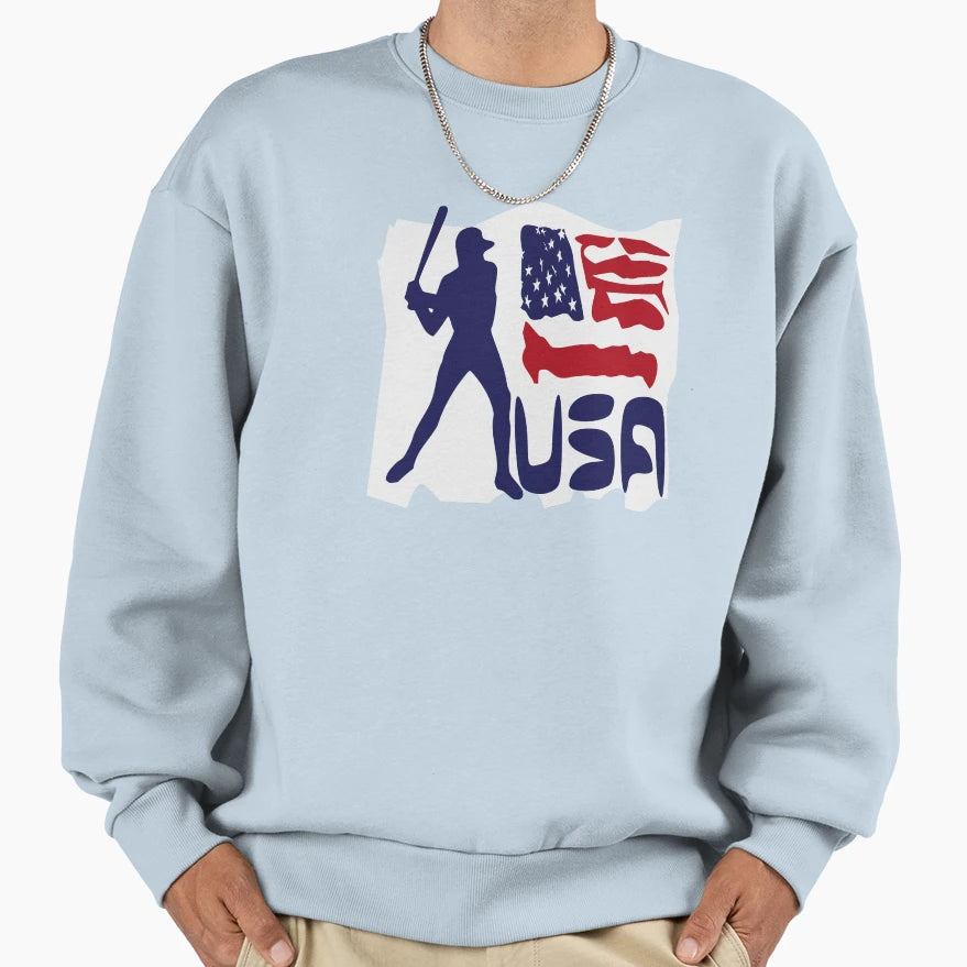 Usa Baseball Sweatshirt - Casual Everyday Wear Men Women - T-Shirt, Sweatshirt, Hoodie