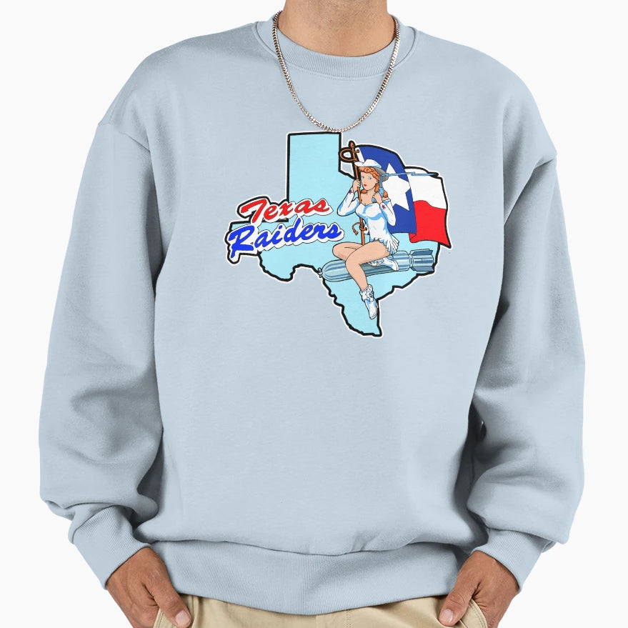 Texas Raiders B 17 Nose Art Sweatshirt - Fun Novelty Design Unisex - T-Shirt, Sweatshirt, Hoodie