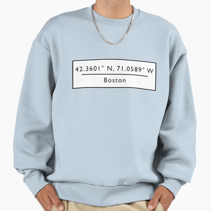 Boston Coordinates Sweatshirt - Unique Graphic for Adults - T-Shirt, Sweatshirt, Hoodie