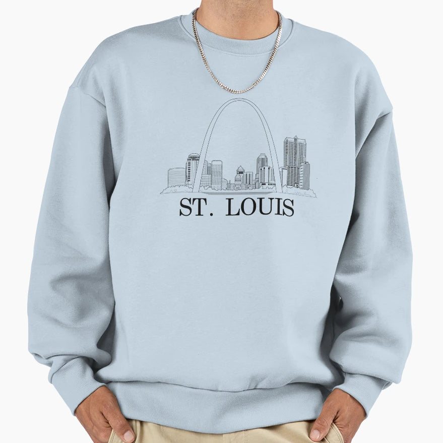 Downtown St Louis City River Front Sweatshirt - Minimalist Print for Adults - T-Shirt, Sweatshirt, Hoodie