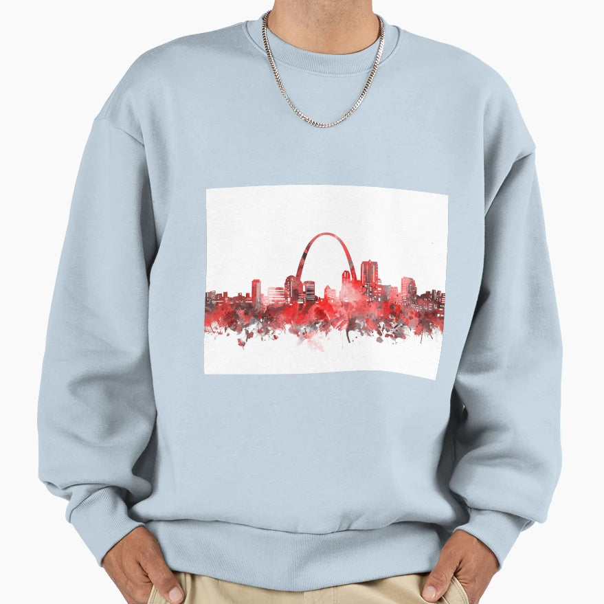 St Louis Skyline Red Sweatshirt - Casual Everyday Wear for Adults - T-Shirt, Sweatshirt, Hoodie