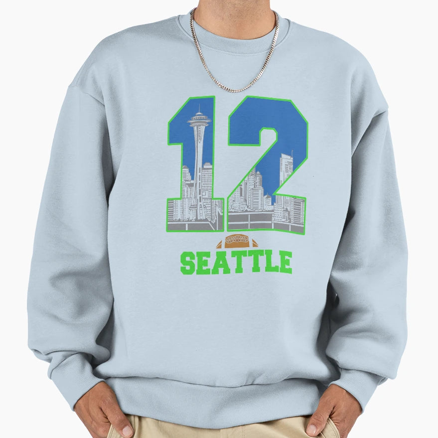 Seattle Football 12 Fans Seattle Sweatshirt - Aesthetic Graphic for Adults - T-Shirt, Sweatshirt, Hoodie
