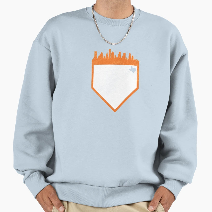 Houston Baseball Home Plate Sweatshirt - Casual Everyday Wear Men Women - T-Shirt, Sweatshirt, Hoodie