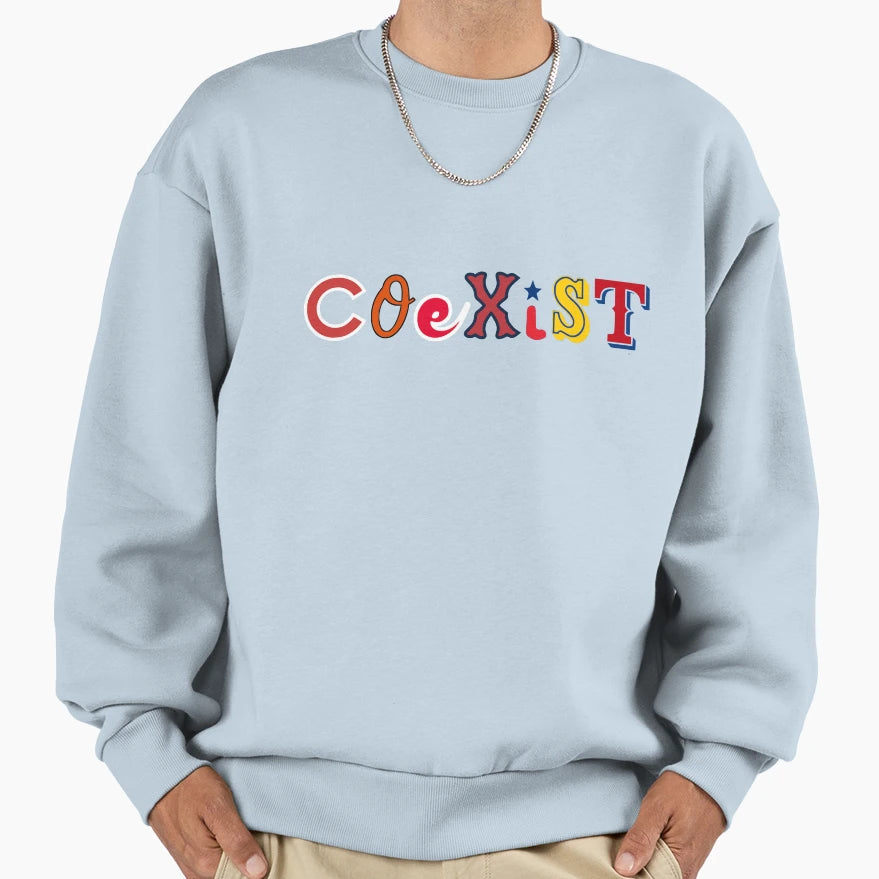 Coexist Baseball Sweatshirt - Fun Novelty Design for Adults - T-Shirt, Sweatshirt, Hoodie