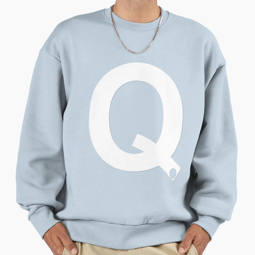 Q White Sweatshirt - Aesthetic Graphic Unisex - T-Shirt, Sweatshirt, Hoodie