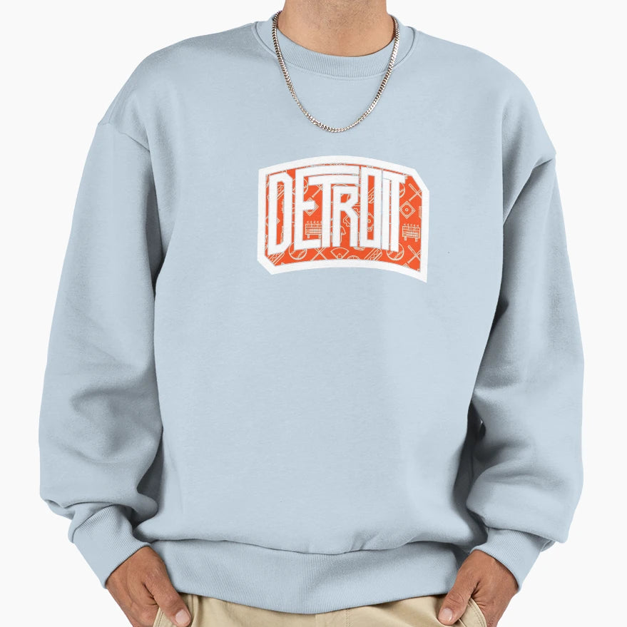 Detroit Baseball City Word Art Sweatshirt - Trendy Graphic Men Women - T-Shirt, Sweatshirt, Hoodie