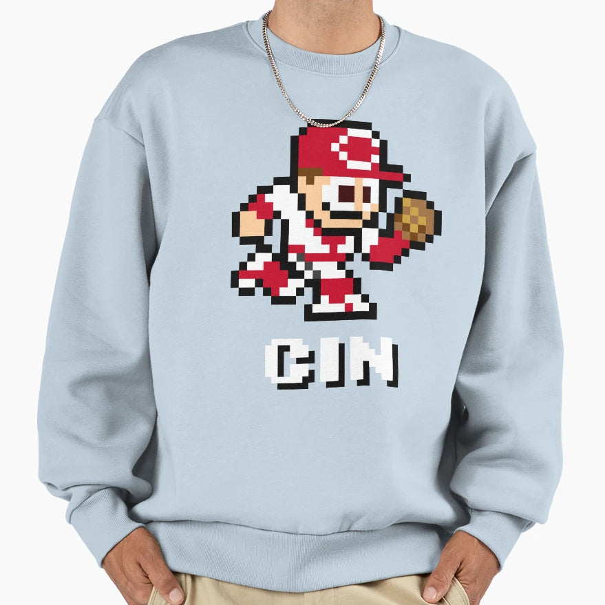 Cincinnati 8 Bit Player Sweatshirt - Casual Everyday Wear Men Women - T-Shirt, Sweatshirt, Hoodie