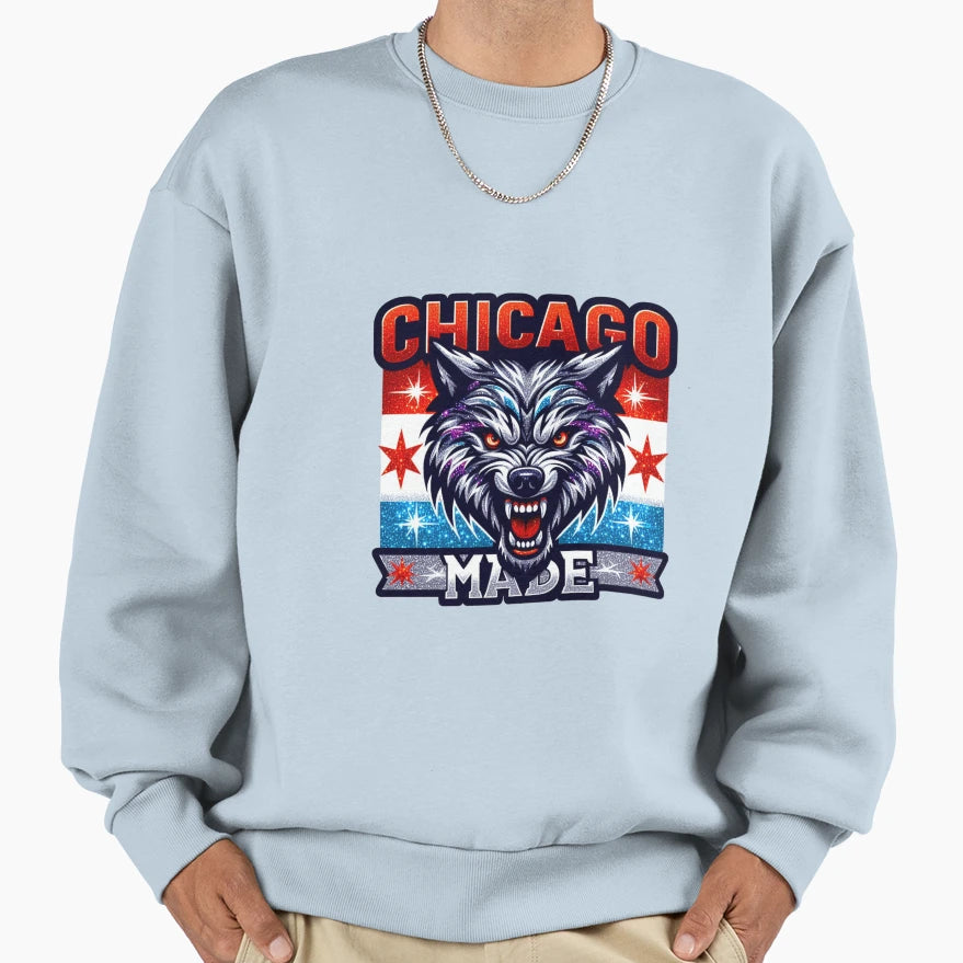 Chicago Made Wolf Sweatshirt - Minimalist Print Men Women - T-Shirt, Sweatshirt, Hoodie