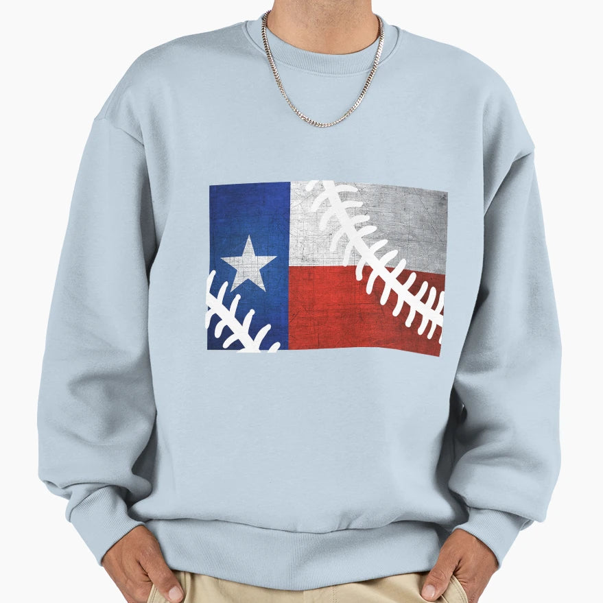 Texas Baseball Flag Sweatshirt - Graphic Print for Adults - T-Shirt, Sweatshirt, Hoodie
