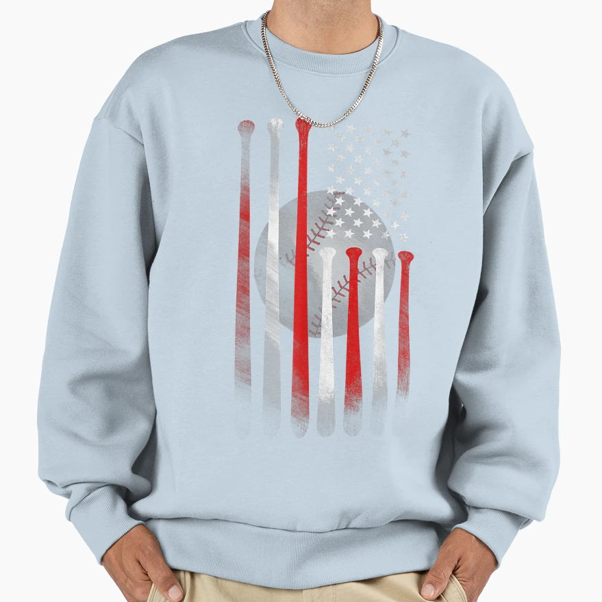 American Flag Baseball Flag Sweatshirt - Novelty Apparel Men Women - T-Shirt, Sweatshirt, Hoodie