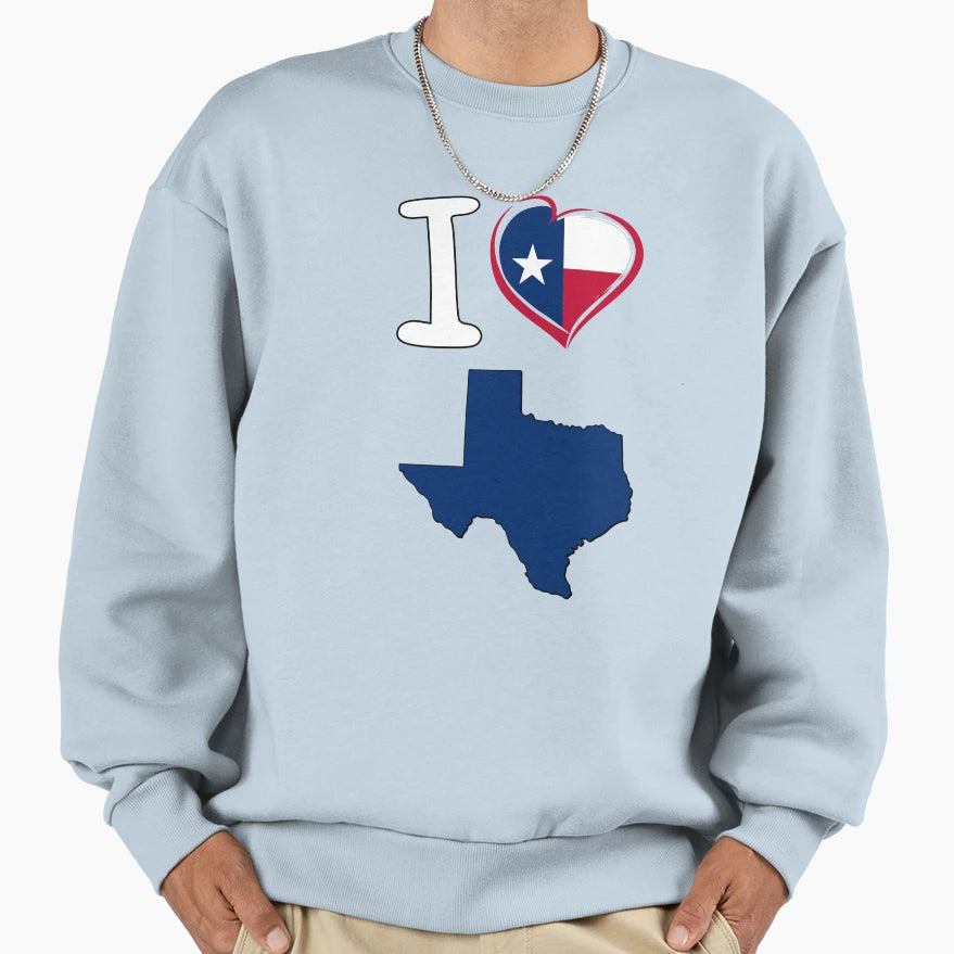 I Lovetexas State Outline Flag Sweatshirt - Fun Novelty Design for Adults - T-Shirt, Sweatshirt, Hoodie