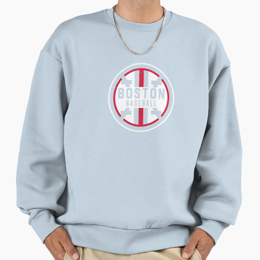 Minimalist Boston Baseball Badge Sweatshirt - Trendy Graphic for Adults - T-Shirt, Sweatshirt, Hoodie