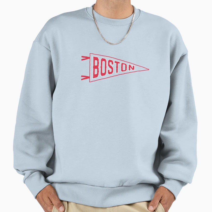 Boston Baseball Pennant Sweatshirt - Casual Everyday Wear Unisex - T-Shirt, Sweatshirt, Hoodie