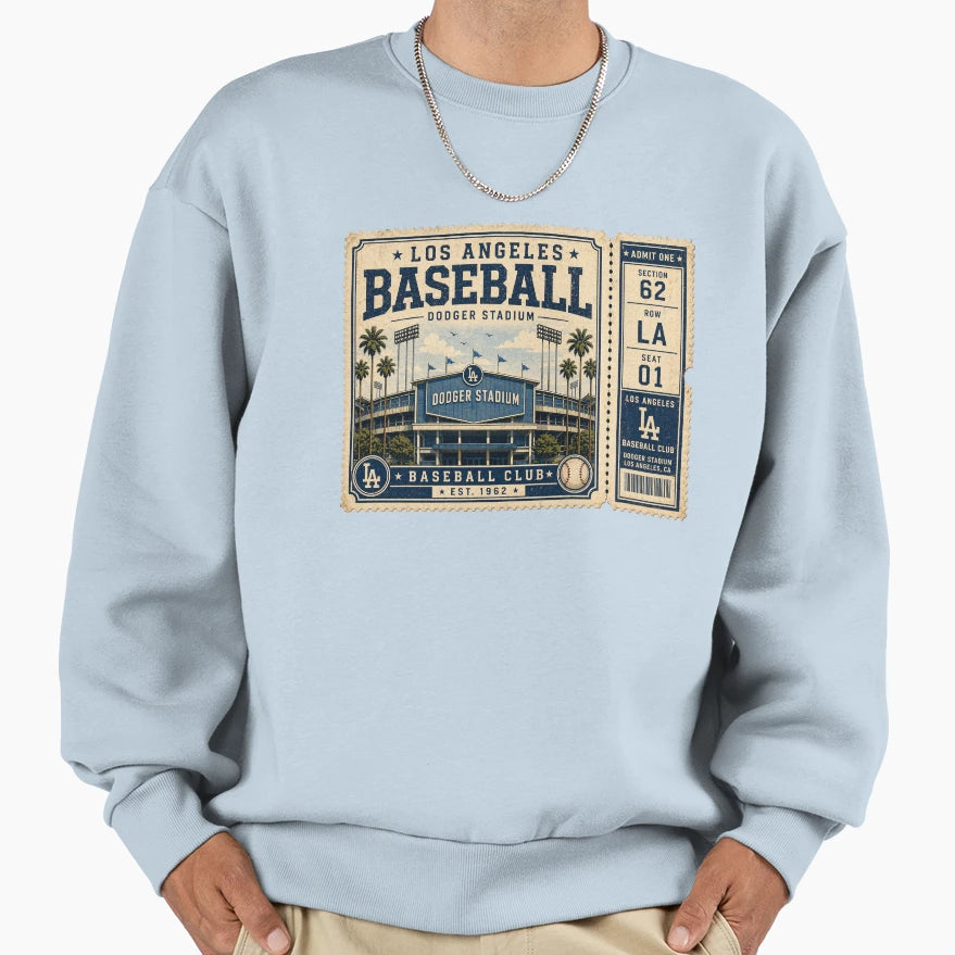 Los Angeles Ticket Stub Baseball Sweatshirt - Custom Art Print for Adults - T-Shirt, Sweatshirt, Hoodie