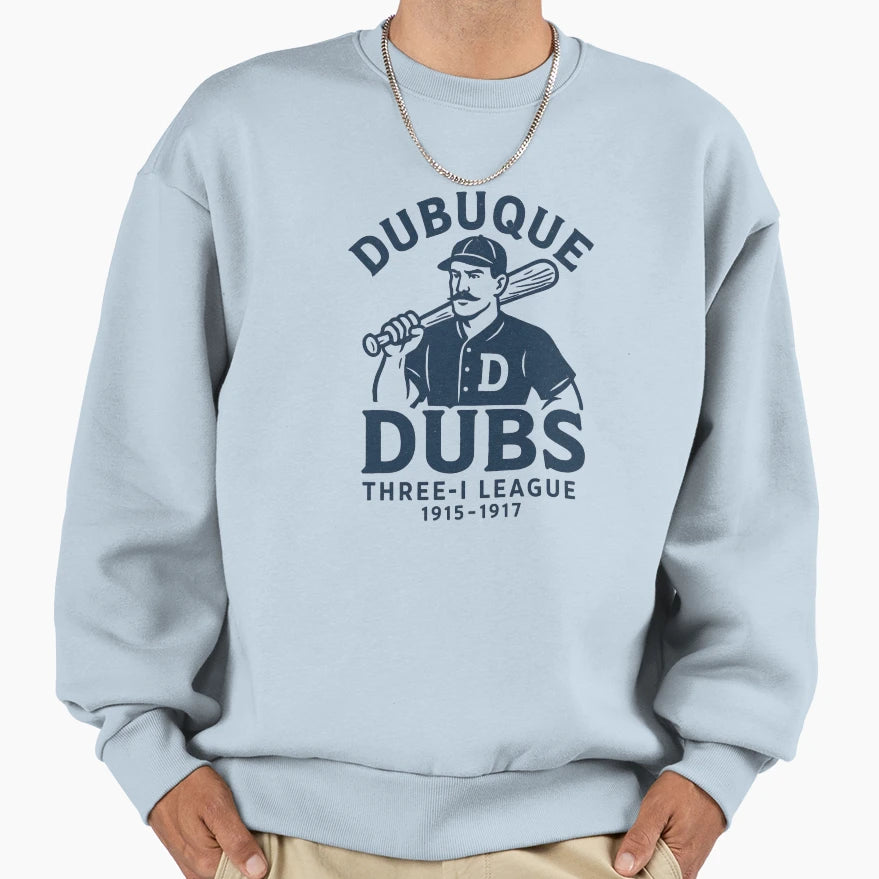 Dubuque Dubs Baseball Logo Three Sweatshirt - Aesthetic Graphic for Adults - T-Shirt, Sweatshirt, Hoodie