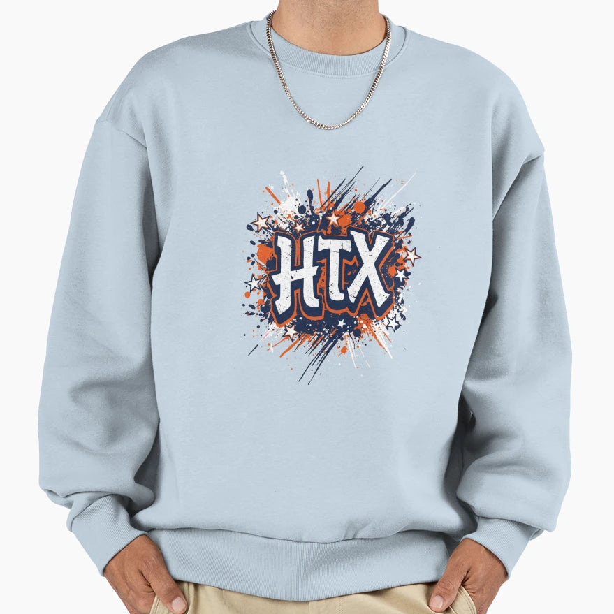 Houston Baseball Ink Splatter Sweatshirt - Fun Novelty Design for Adults - T-Shirt, Sweatshirt, Hoodie