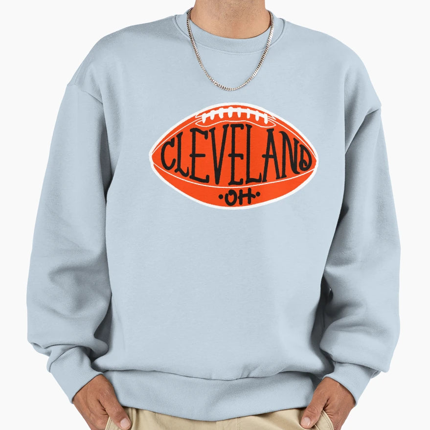 Cleveland Oh Hand Drawn Football Sweatshirt - Fun Novelty Design Men Women - T-Shirt, Sweatshirt, Hoodie