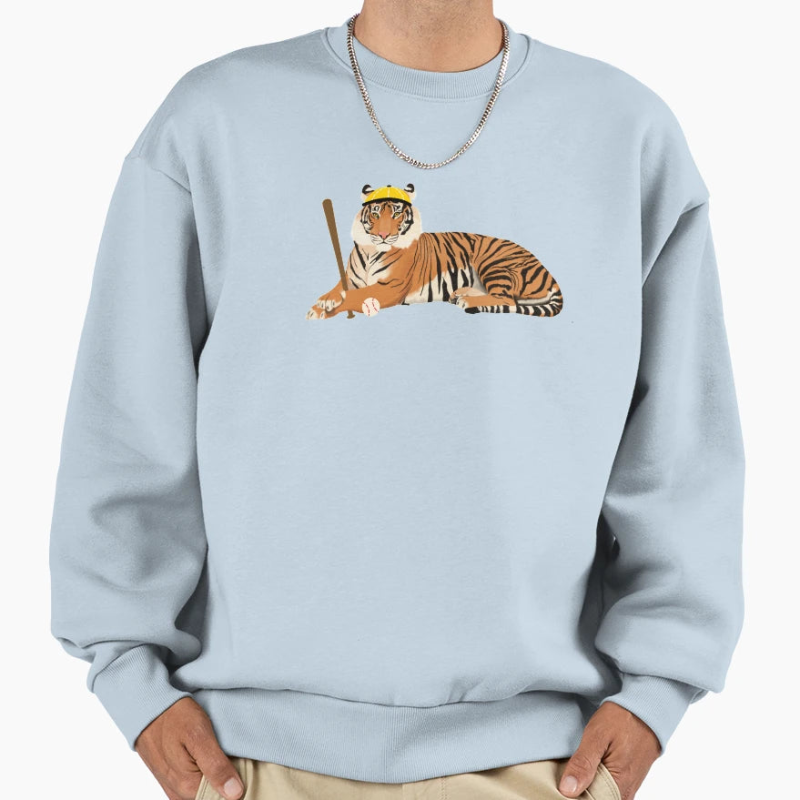 Baseball Tiger Yellow Sweatshirt - Trendy Graphic Unisex - T-Shirt, Sweatshirt, Hoodie