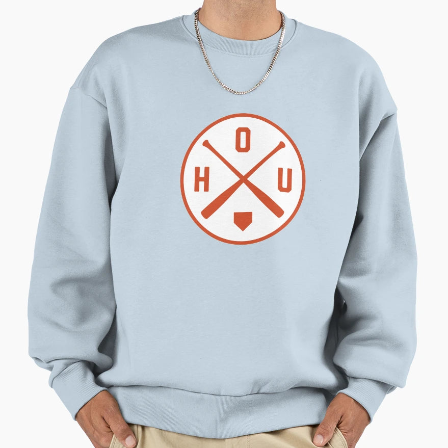 Houston Baseball Bat Hou Patch Sweatshirt - Custom Art Print Men Women - T-Shirt, Sweatshirt, Hoodie