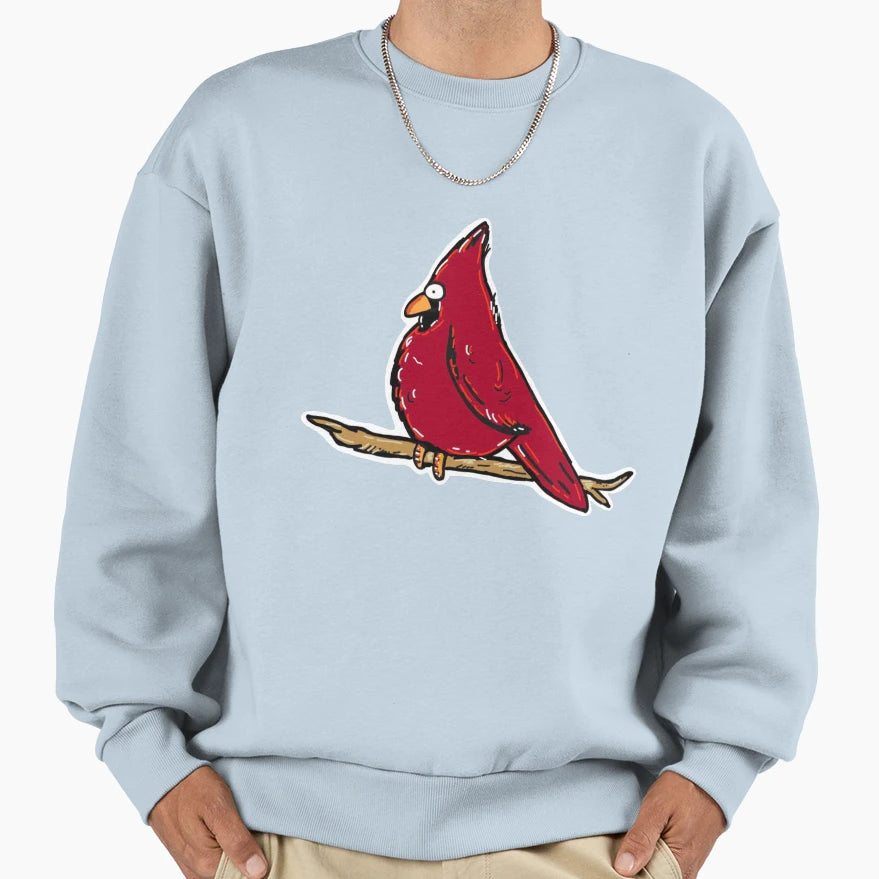 Cardinal Cartoon Branch Sweatshirt - Custom Art Print Men Women - T-Shirt, Sweatshirt, Hoodie