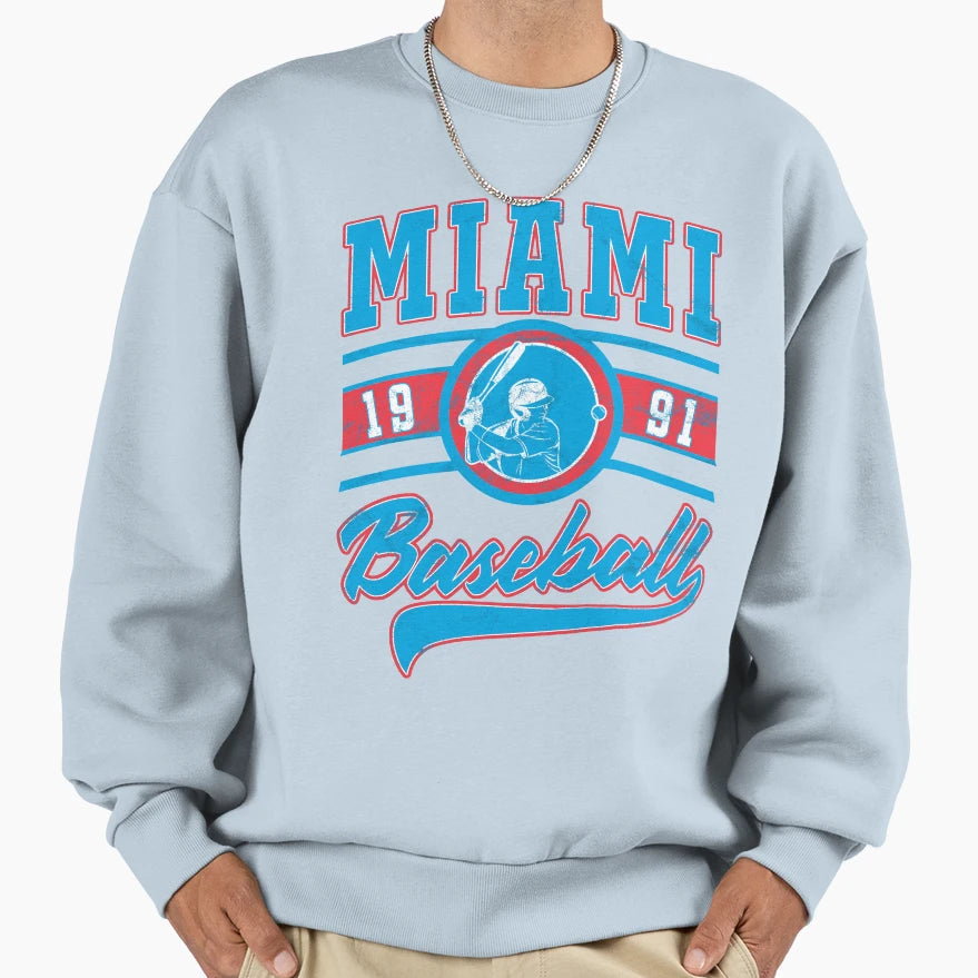 Miami Baseball Sweatshirt - Graphic Print Unisex - T-Shirt, Sweatshirt, Hoodie