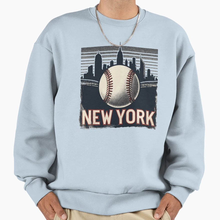 New York Baseball Cityscape Sweatshirt - Minimalist Print for Adults - T-Shirt, Sweatshirt, Hoodie