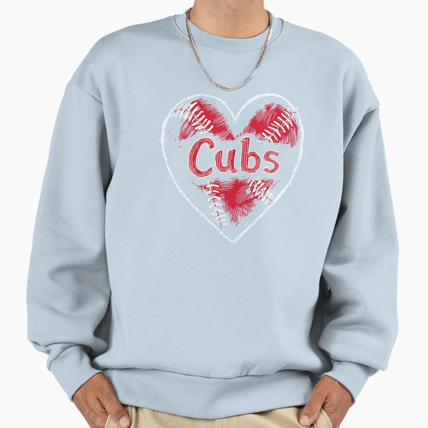 Love Baseball Heart Stitch Red Sweatshirt - Fun Novelty Design for Adults - T-Shirt, Sweatshirt, Hoodie