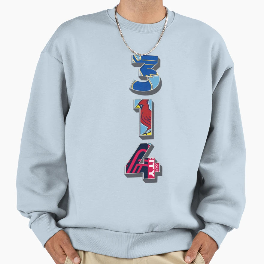 Area Code St Louis Stl Vertical Version Sweatshirt - Trendy Graphic Unisex - T-Shirt, Sweatshirt, Hoodie