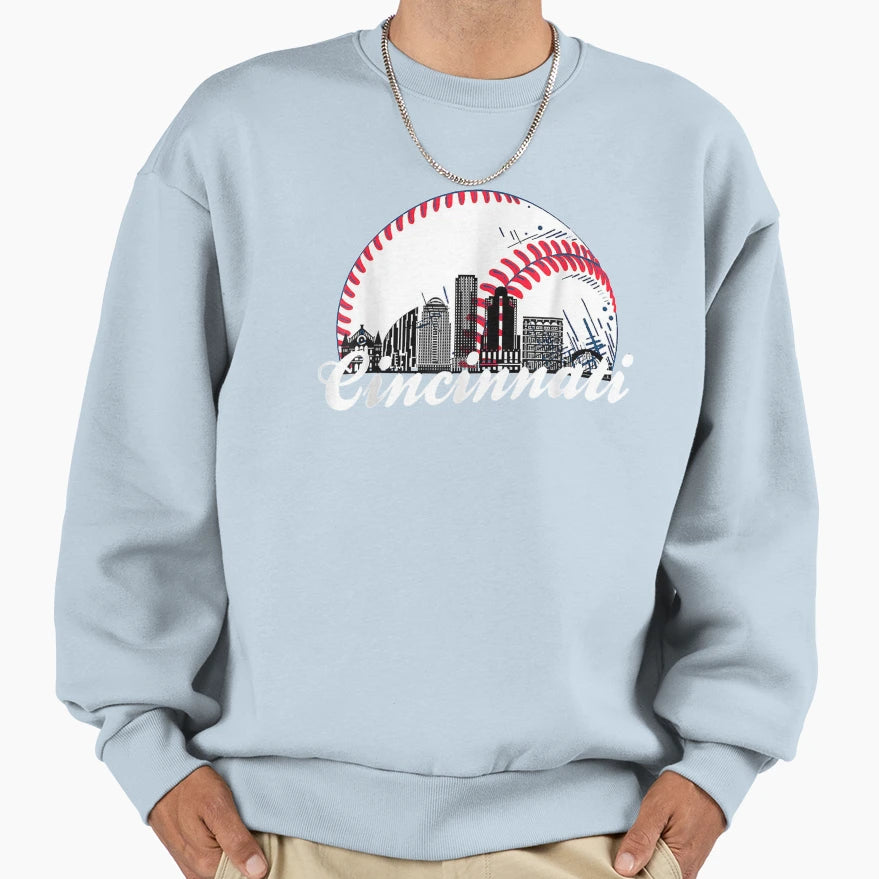 Cincinnati Baseball Fans Sweatshirt - Trendy Graphic Unisex - T-Shirt, Sweatshirt, Hoodie
