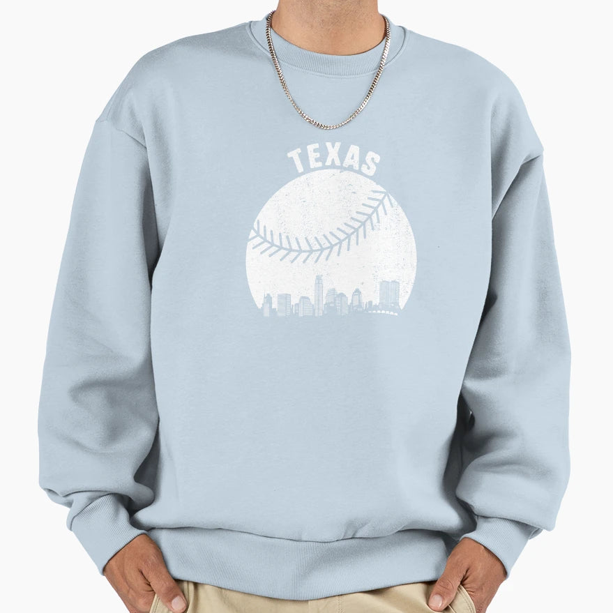 Austin Skyline Baseball Fan Texas Sweatshirt - Custom Art Print for Adults - T-Shirt, Sweatshirt, Hoodie