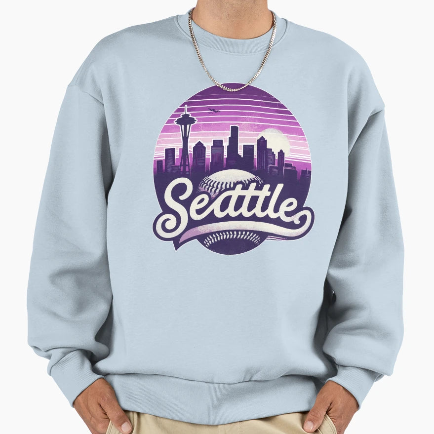 Purple Seattle City Baseball Sweatshirt - Aesthetic Graphic Unisex - T-Shirt, Sweatshirt, Hoodie