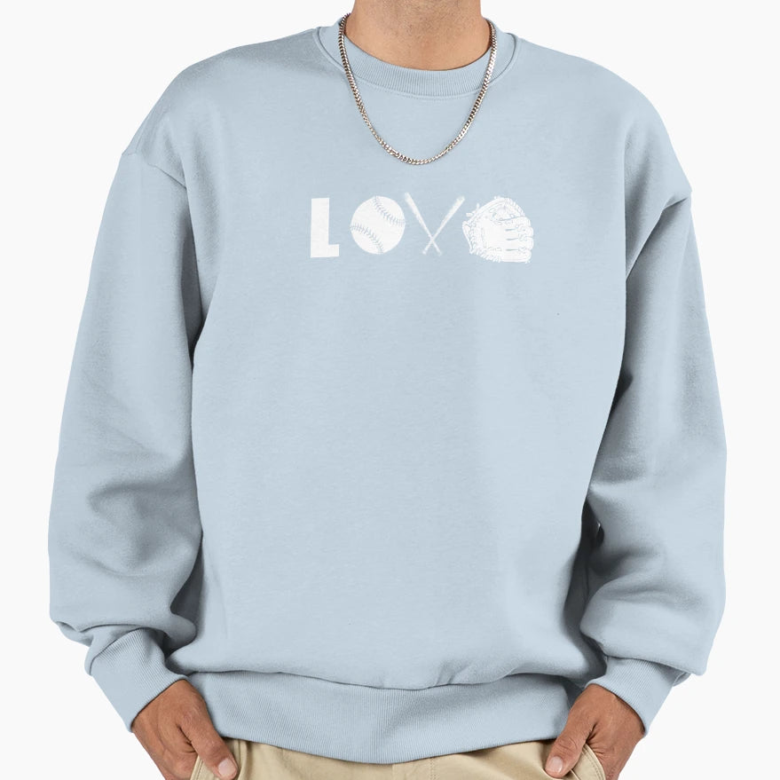 I Love Baseball Baseball Heart Sweatshirt - Custom Art Print for Adults - T-Shirt, Sweatshirt, Hoodie